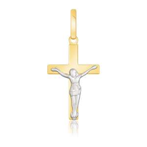 14k Two Tone Gold Crucifix Motif Pendant