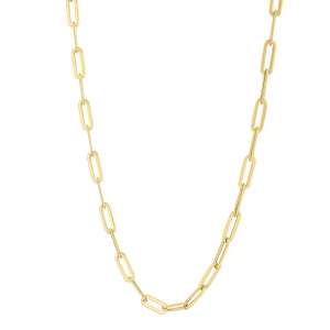 Long Domed Paperclip Necklace in 14K Yellow Gold