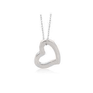 14k White Gold Heart Pendant