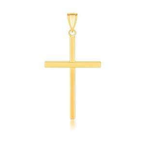 14k Yellow Gold Polished Flat Cross Pendant