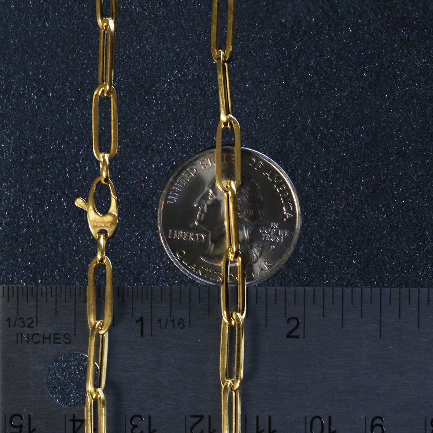 10K Yellow Gold Lite Paperclip Chain (4.20 mm) - Image 6