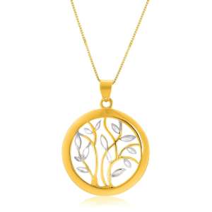 14k Two-Tone Gold Pendant with an Open Round Tree Design