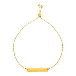 Adjustable Bracelet with Shiny Bar in 14k Yellow Gold (1.00 mm)