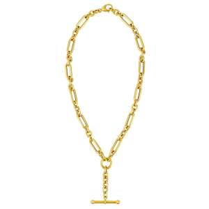 Toggle Necklace with Alternating Chain in 14K Yellow Gold