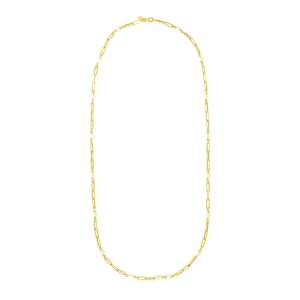 14k Yellow Gold Paperclip Chain and Pearl Necklace