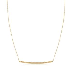 14k Yellow Gold Thin Textured Bar Necklace