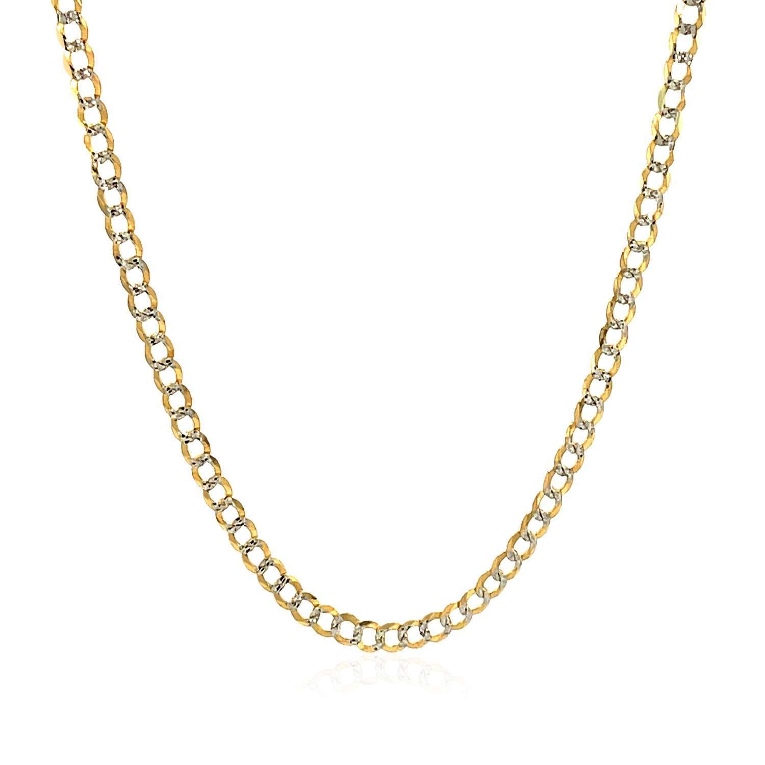 14k Two Tone Gold Pave Curb Chain (2.60 mm) - Image 2