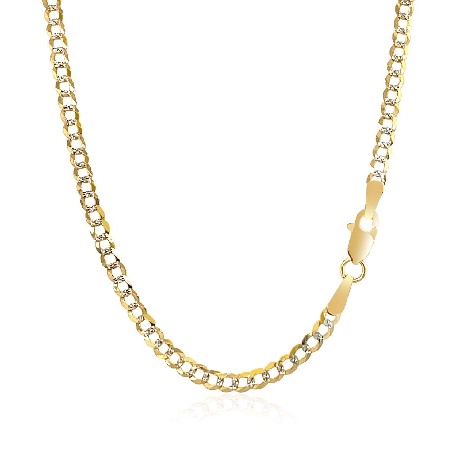 14k Two Tone Gold Pave Curb Chain (2.60 mm) - Image 3