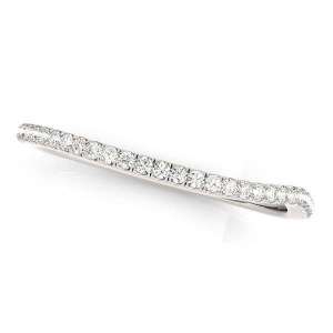 14k White Gold Slim Curved Diamond Wedding Ring (1/10 cttw)