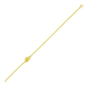 14k Yellow Gold Chain Bracelet with Polished Knot (7.50 mm)