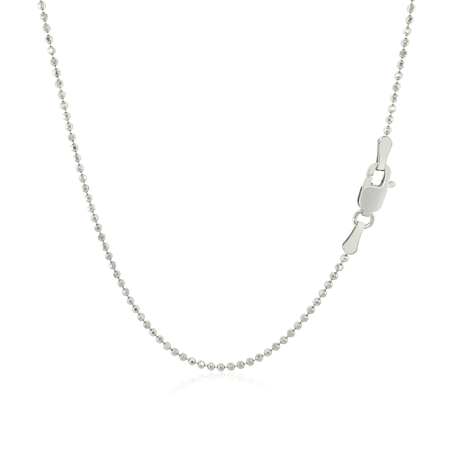 14k White Gold Diamond-Cut Bead Chain (1.10 mm) - Image 4