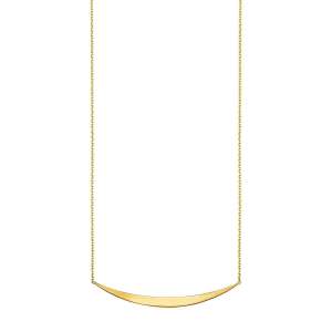14k Yellow Gold Necklace with Polished Curved Bar Pendant