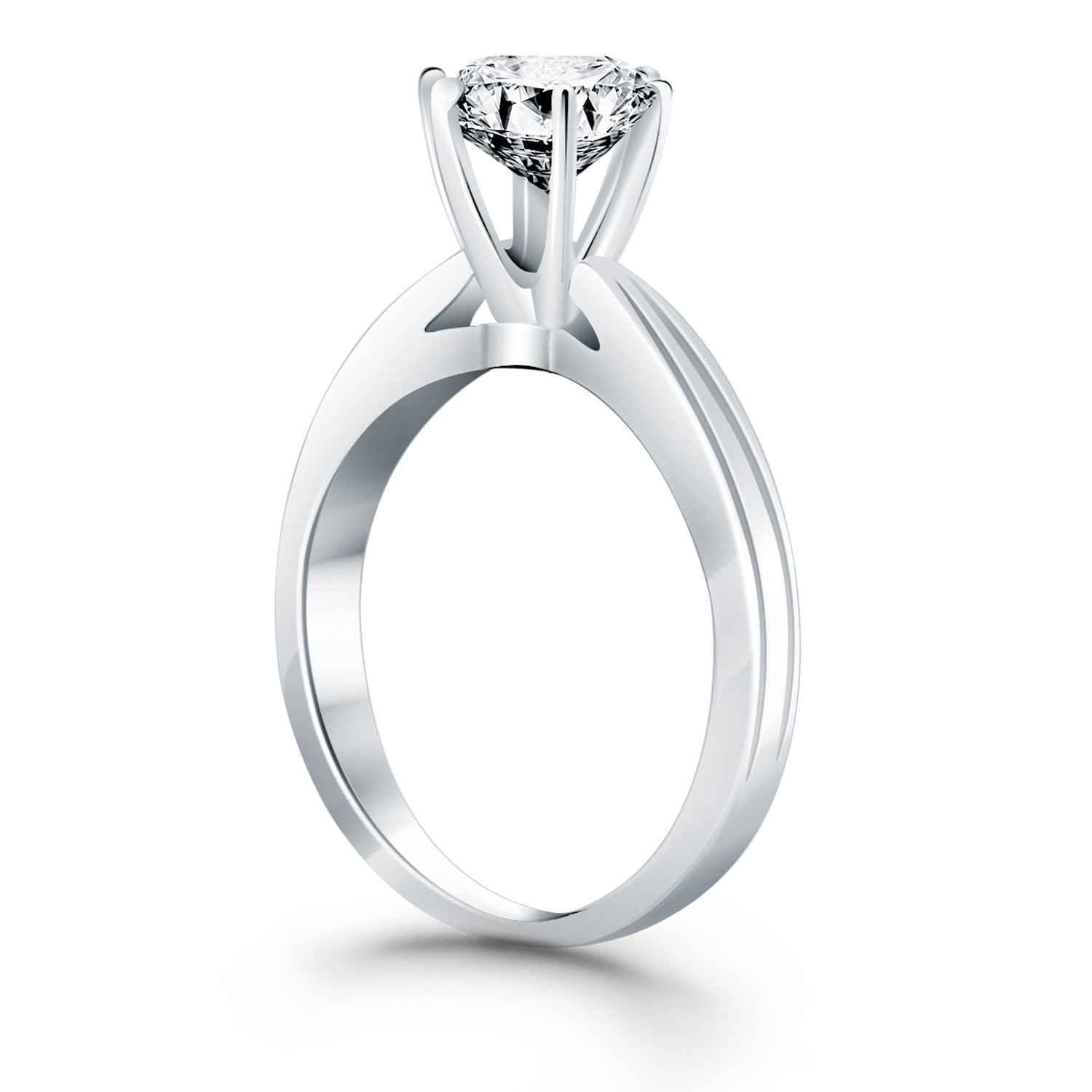 14k White Gold Tapered Engagement Solitaire Ring Setting - Image 2