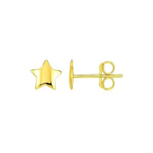 14k Yellow Gold Post Earrings with Stars(6.5mm)