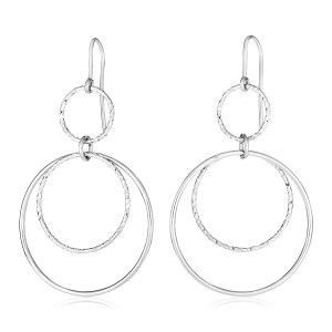 Sterling Silver Polished Three Circle Dangle Earrings