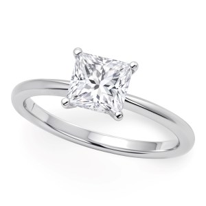 1 Carat Princess Lab Grown IGI G/VS1 Diamond Solitaire Ring in 14K White Gold