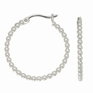 Sterling Silver Small Bead Hoop Earrings