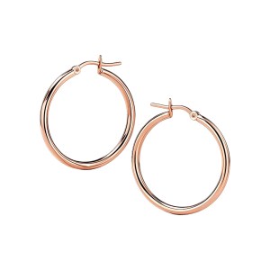14k Rose Gold Polished Hoop Earrings (2x25mm)