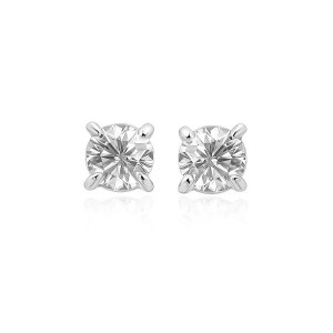 Sterling Silver Stud Earrings with White Hue Faceted Cubic Zirconia(6mm)