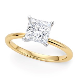 1 Carat Princess Lab Grown IGI G/VS1 Diamond Solitaire Ring in 10K Yellow Gold
