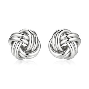 Sterling Silver Polished Two Strand Love Knot Earrings(13mm)