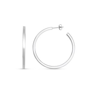 Sterling Silver Round Tube C Hoop Earrings