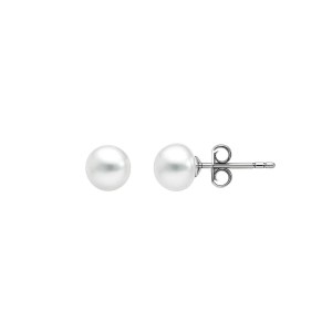 White Freshwater Cultured Pearl Stud Earrings in 14K White Gold (4.00 mm)