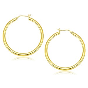 10k Yellow Gold Polished Hoop Earrings (3x40mm)
