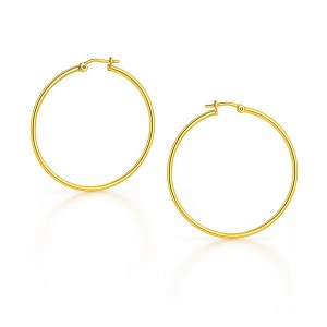 10k Yellow Gold Polished Hoop Earrings (3x25 mm)