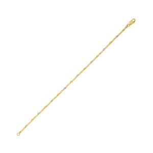 Two Tone Bar and Bead Bracelet in 14K Gold (1.70 mm)