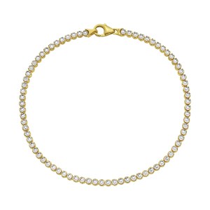 14K Two Tone Gold Diamon Oro Tennis Bracelet (2.40 mm)